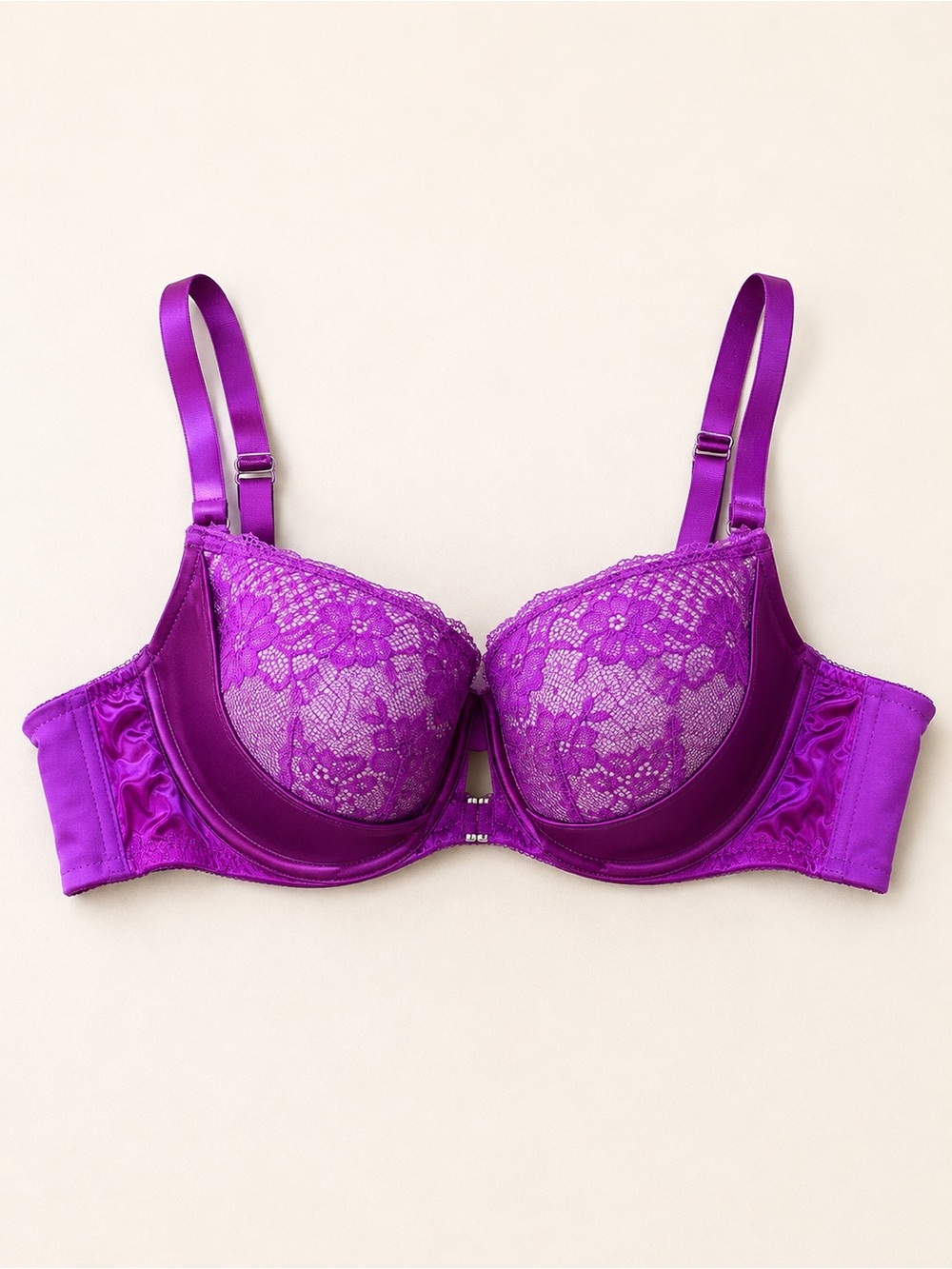 City Chic Purple Floral Lace Underwire Bra 42C